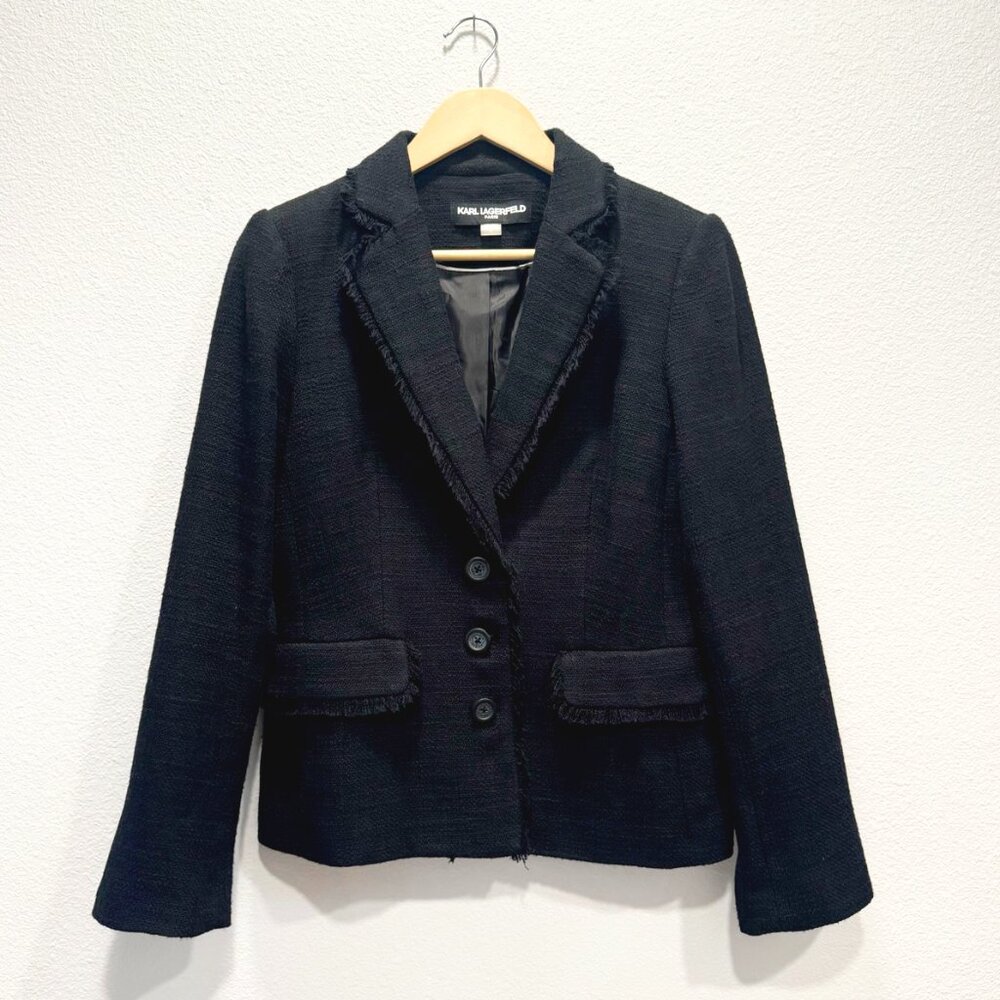 Karl Lagerfeld Fringe Trim Blazer
